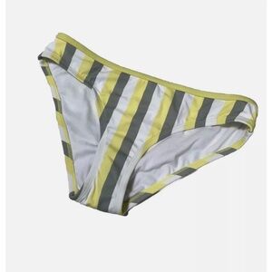 Kona sol Women's hipster bikini bottom yellow & gray Striped Size M  Lined NWT